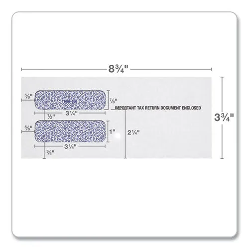 1099 Double Window Envelope, Commercial Flap, Gummed Closure, Contemporary Seam, 3.75 X 8.75, White, 24-pack