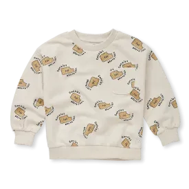 1382-SWEATSHIRT POCKET COOKIES PRINT-Ivory