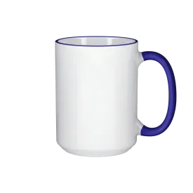 15 oz Rim & Handle Colored Mug - Blue