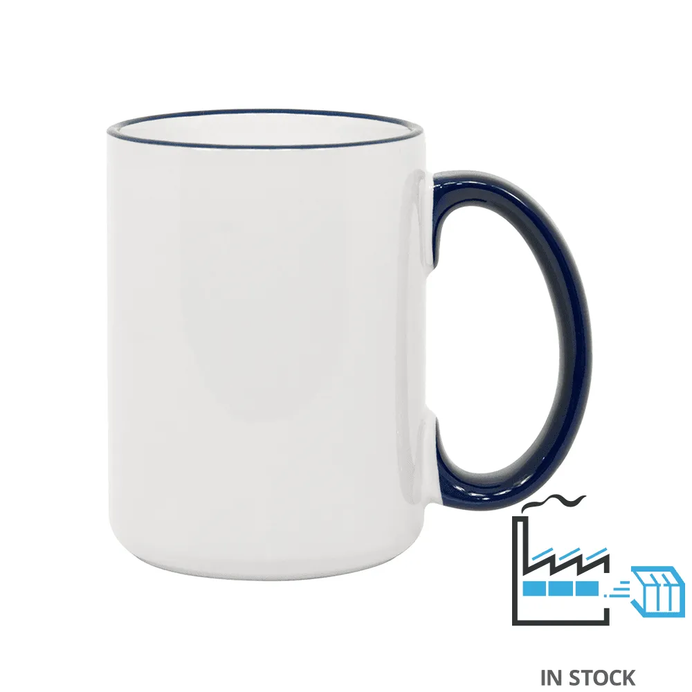 15 oz Rim & Handle Colored Mug - Blue