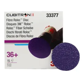 3M 33377 Cubitron II Fibre Roloc Disc 36 Grit 50mm x 15 Pack Box Discs