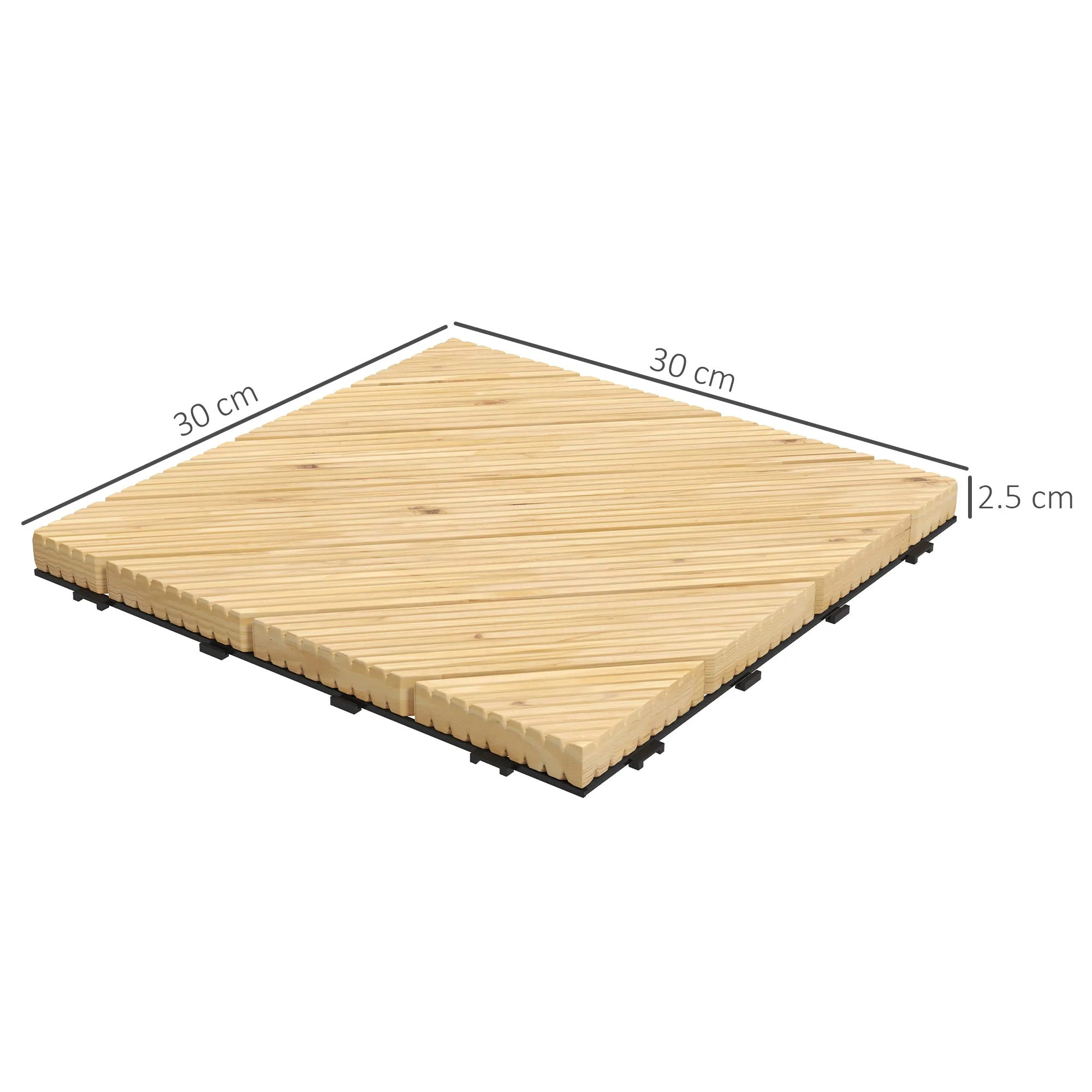 9 Pcs Garden Decking Tiles Wooden Outdoor Flooring Tiles for Patio, Balcony, Terrace, Hot Tub, Yellow