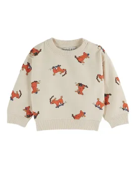 AA101-SKATING DOG FLEECE SWEATSHIRT-CREME CHIEN