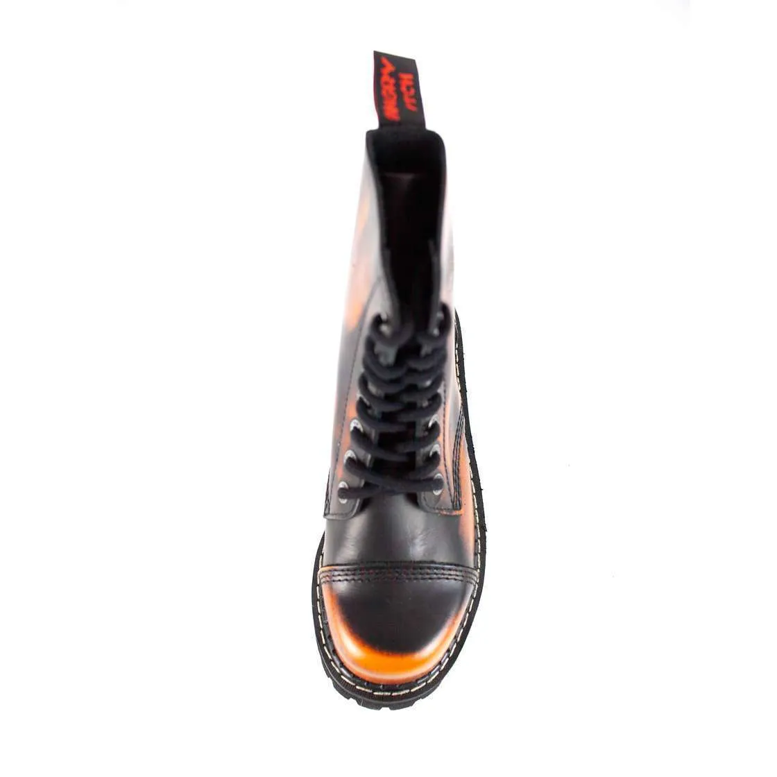 Angry Itch 8 Hole Black Leather Orange Rub Off Combat Ranger Boots Steel Toe