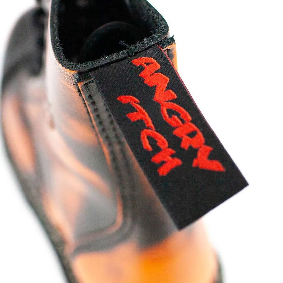 Angry Itch 8 Hole Black Leather Orange Rub Off Combat Ranger Boots Steel Toe