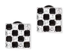 Aurore Zirconia And Black Square Shape Earrings