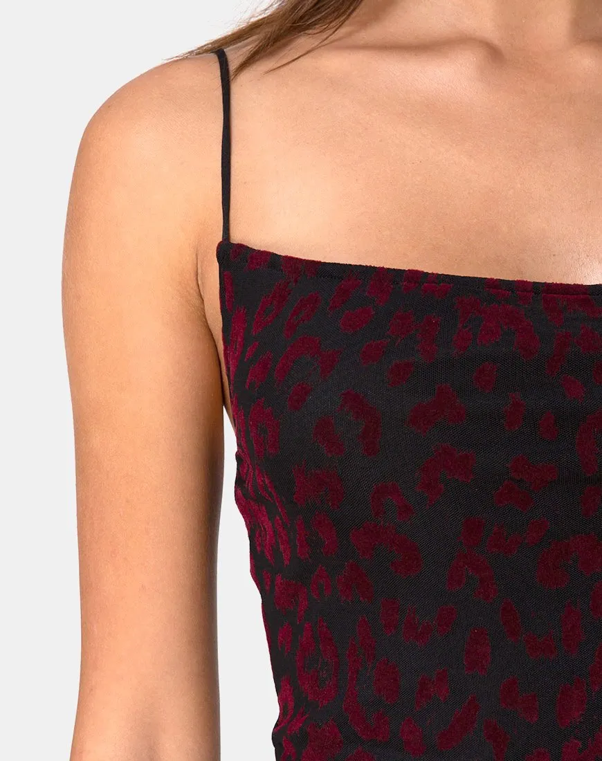 Becky Dress in Red Leopard Net