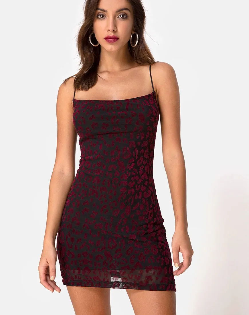 Becky Dress in Red Leopard Net