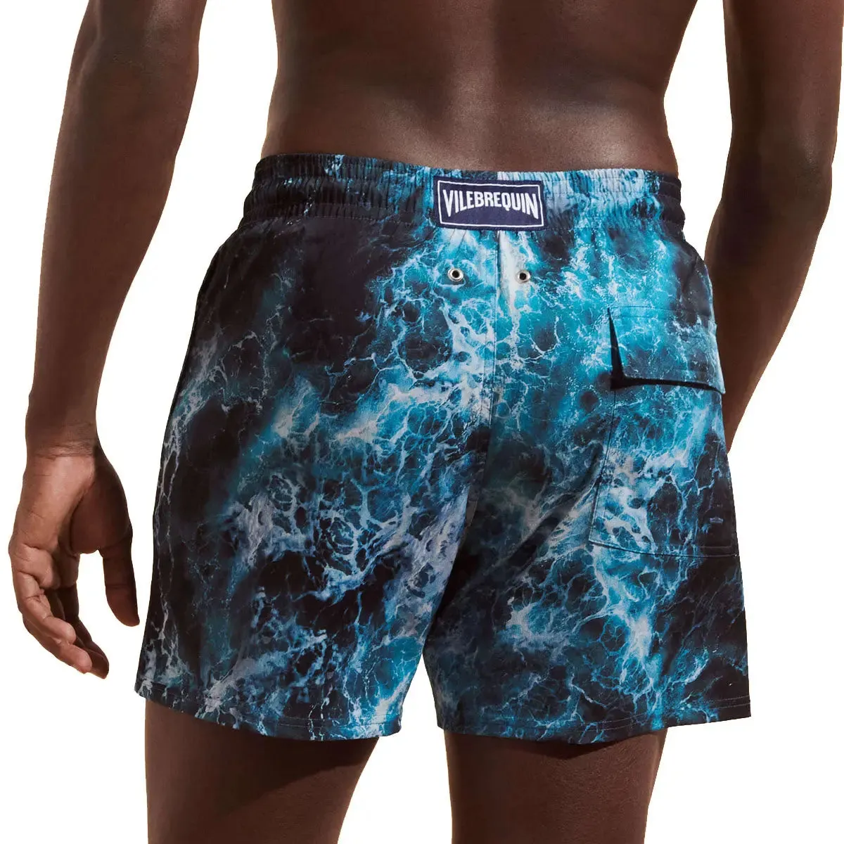 Blue ‘Ocean Print’ Moorise Stretch Swim Shorts