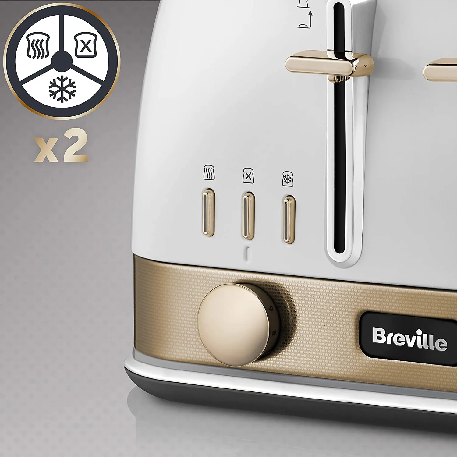 Breville New York Collection 4 Slice Toaster, White & Gold