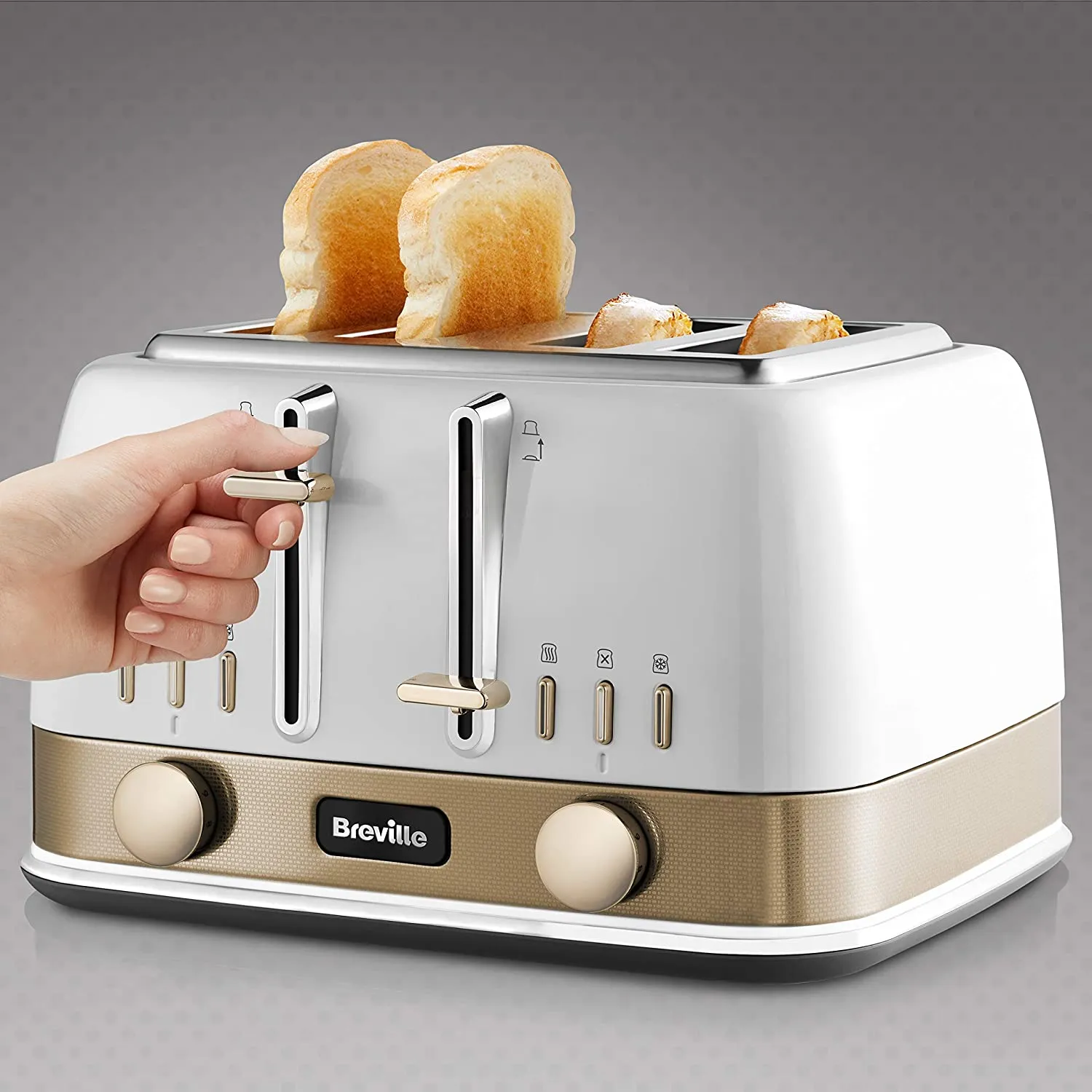 Breville New York Collection 4 Slice Toaster, White & Gold