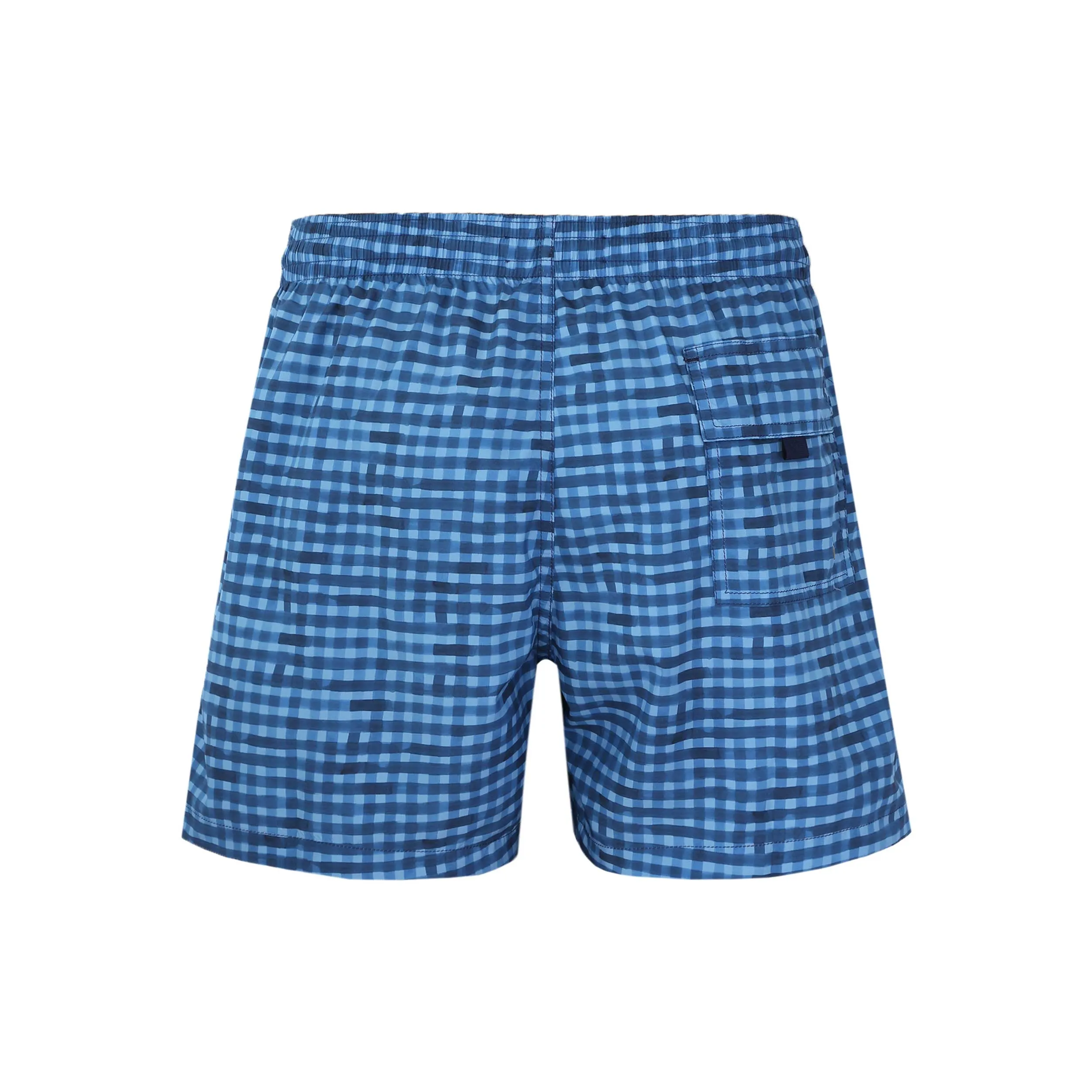 Canali Small Check Print Swim Short in Blue Print