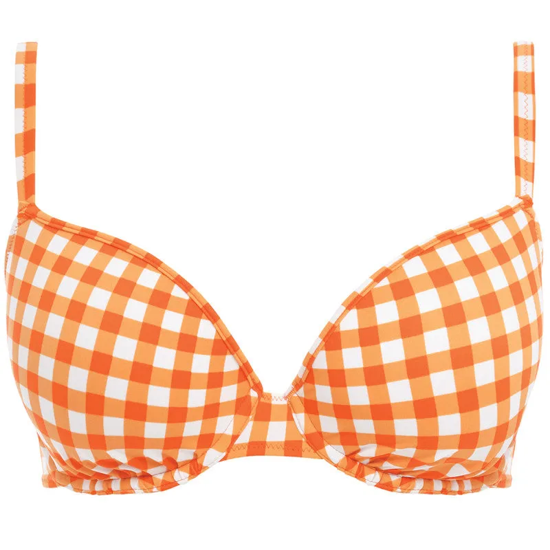 Check In Moulded Bikini Top Orange White - Freya Swim