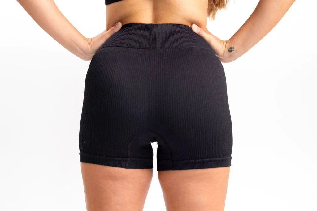 Classic Ribbed Biker Shorts - Black