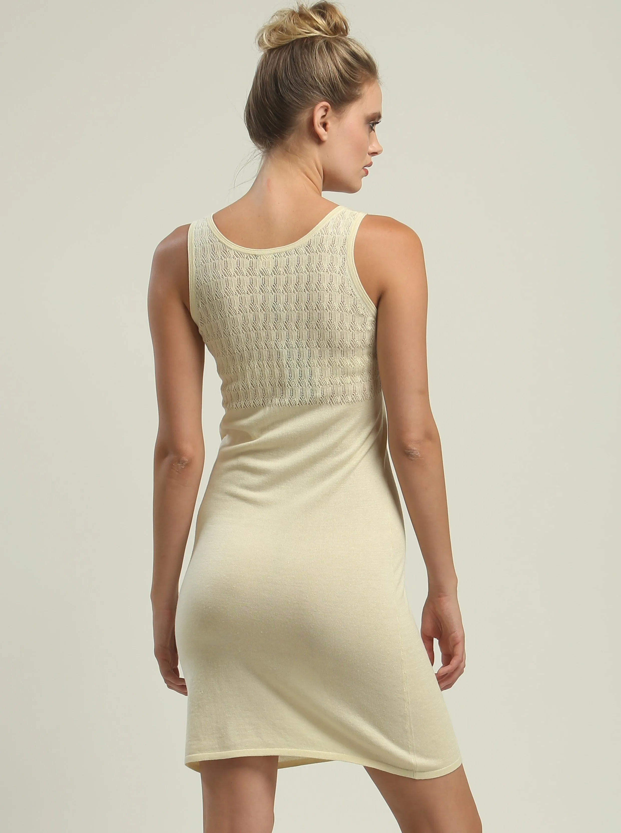 Crochet Trimmed Dress in Knitted Silk