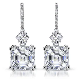 CZ Asscher Cut Dangling Earrings