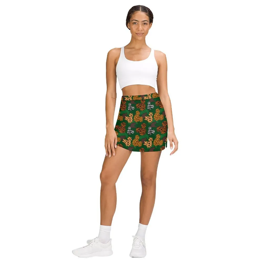 Disney Animal Prints Athletic A-Line Skirt With Pocket Solid Shorts