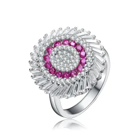 Elegant Ruby Cubic Zirconia Sterling Silver Ring