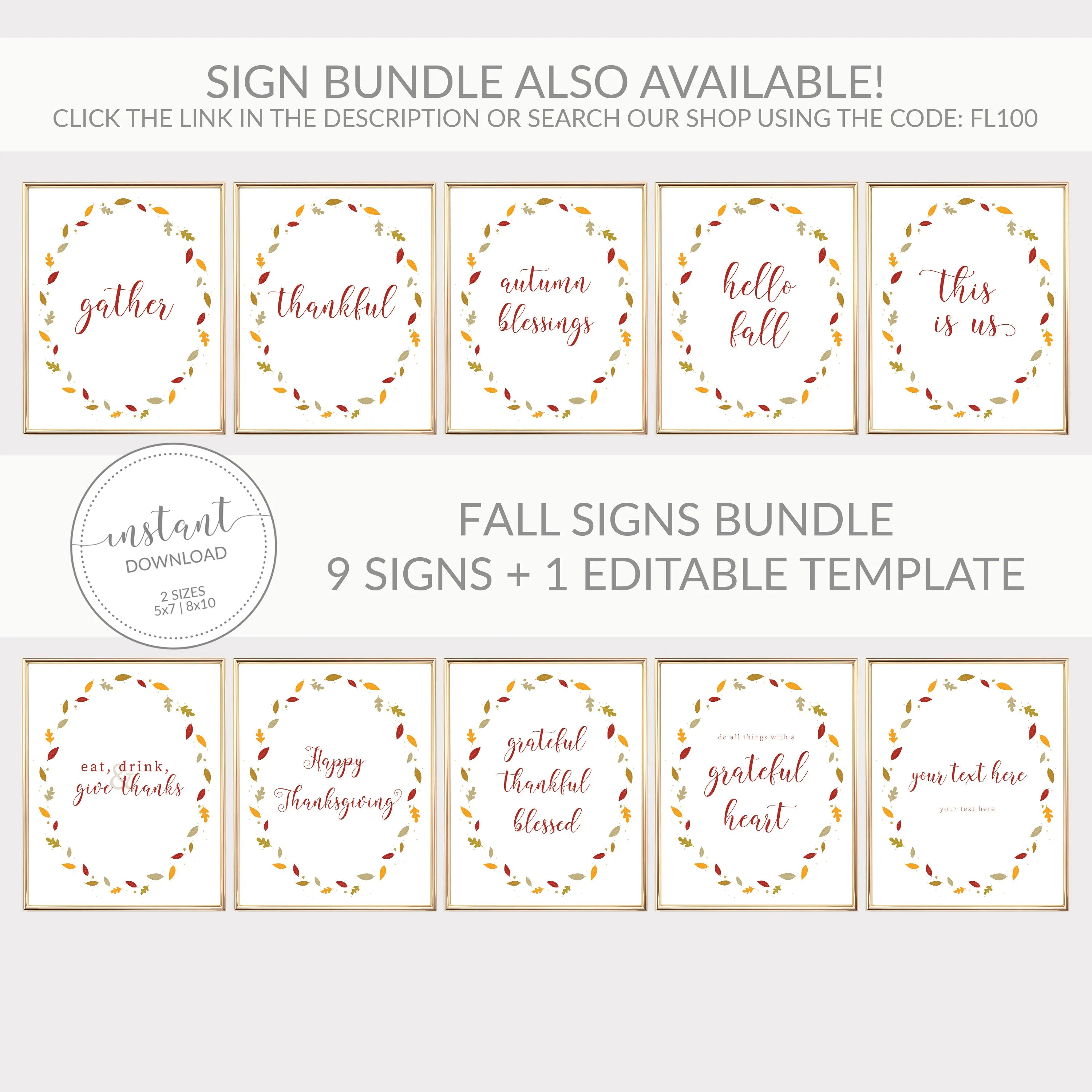 Fall Leaves Do All Things With a Grateful Heart Sign Printable, Thanksgiving Sign, Fall Art,INSTANT DOWNLOAD - FL100