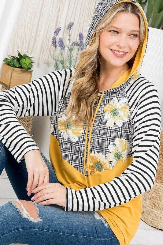 FLORAL STRIPE MIXED SWEATSHIRTS