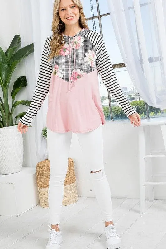 FLORAL STRIPE MIXED SWEATSHIRTS