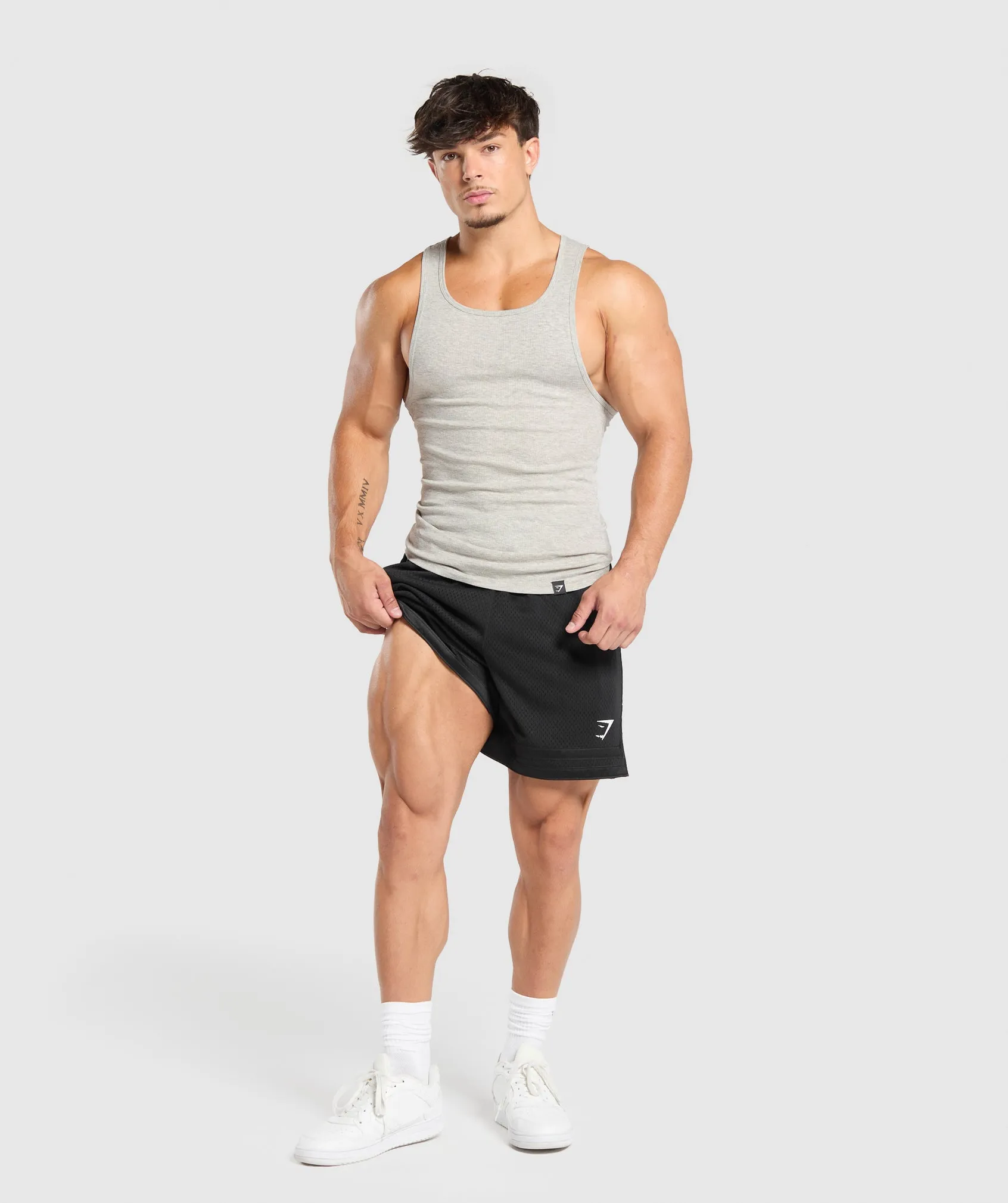 Gymshark Varsity Mesh Shorts - Black/White Logo