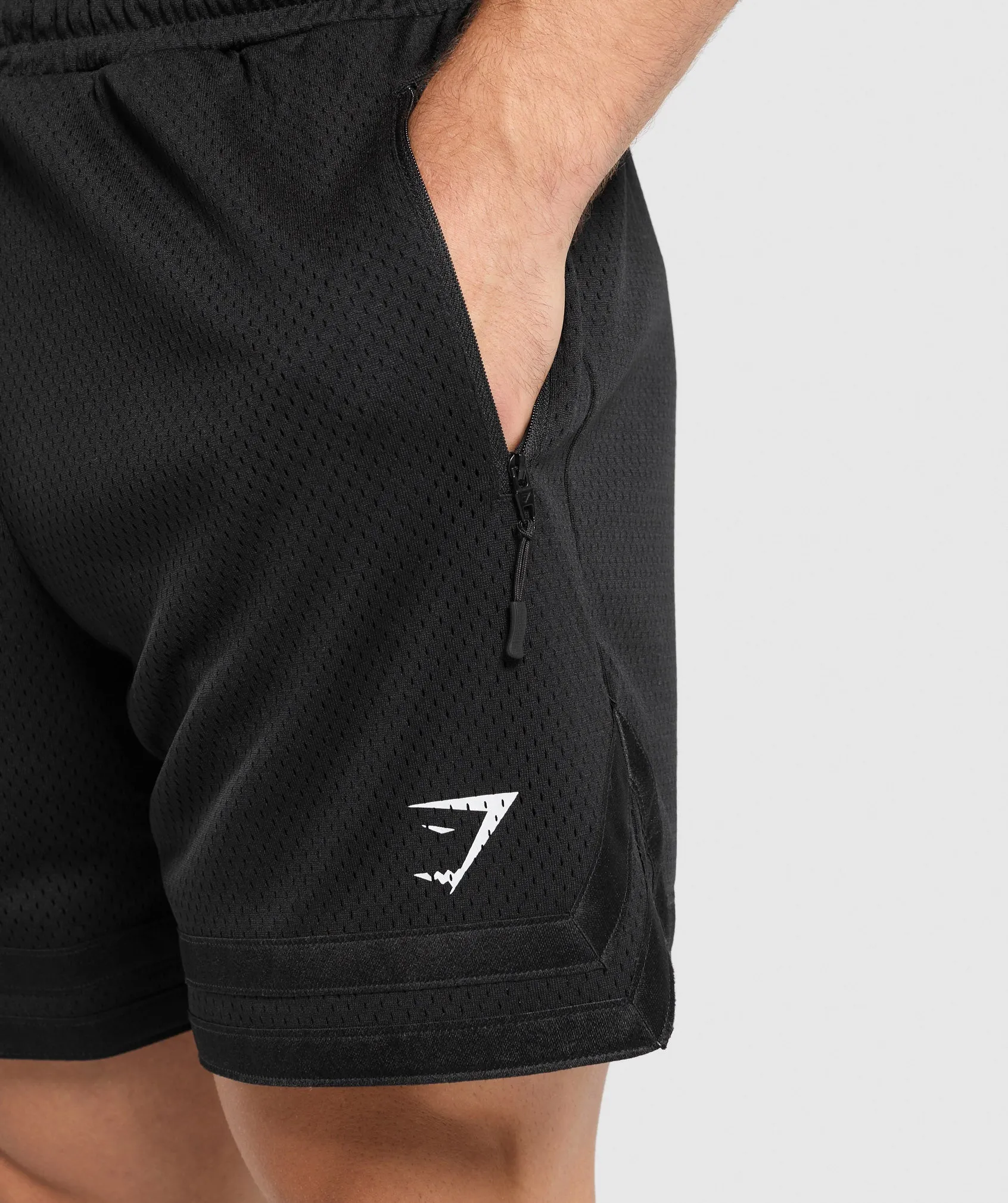 Gymshark Varsity Mesh Shorts - Black/White Logo