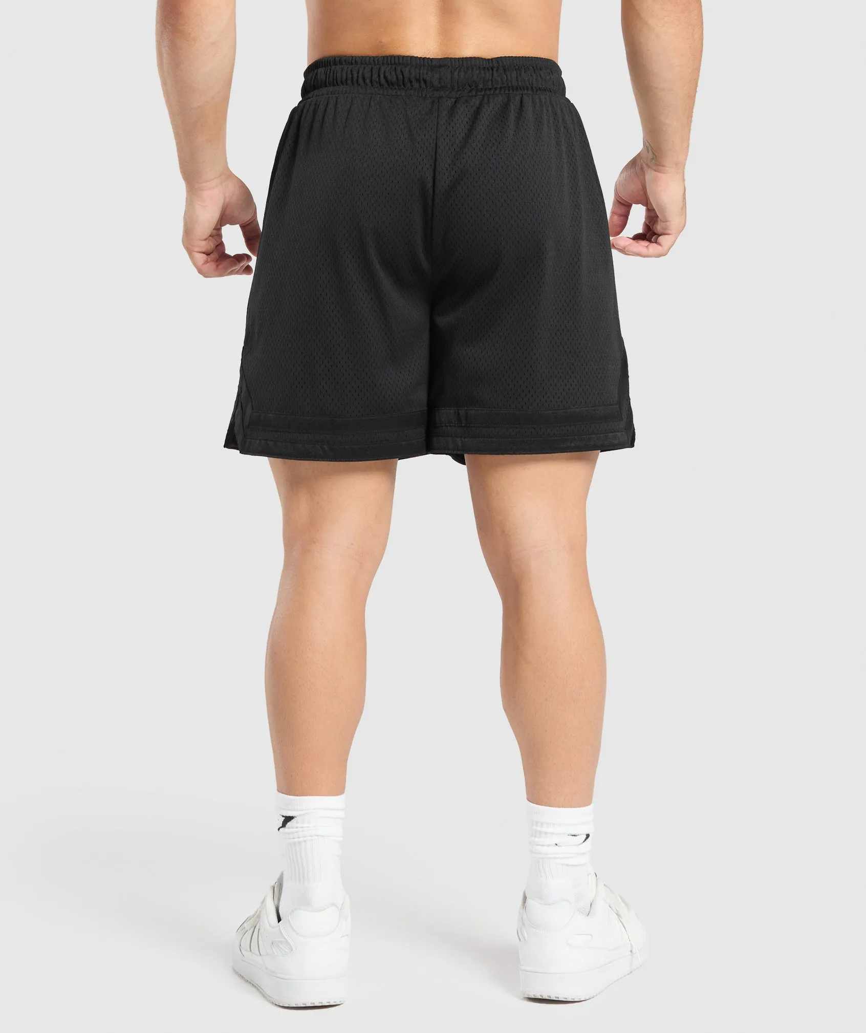 Gymshark Varsity Mesh Shorts - Black/White Logo