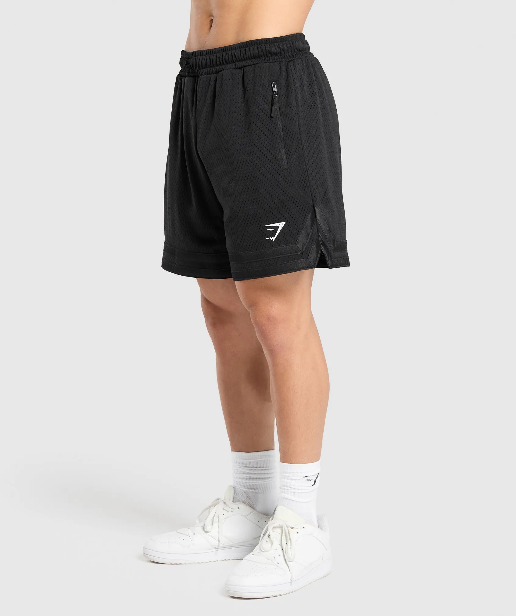 Gymshark Varsity Mesh Shorts - Black/White Logo