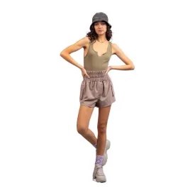 High Waisted Active Shorts Taupe