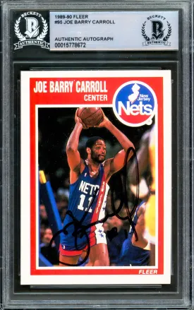 Joe Barry Carroll Autographed 1989-90 Fleer Card #95 New Jersey Nets Beckett BAS #15778672