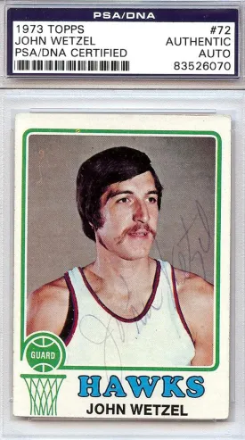 John Wetzel Autographed 1973 Topps Card #72 Atlanta Hawks PSA/DNA #83526070