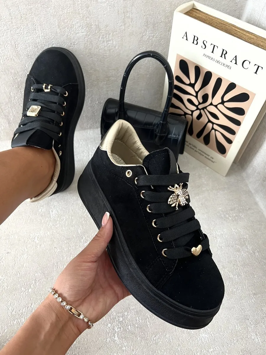 Lace Up Platform Trainers With Decorative Details