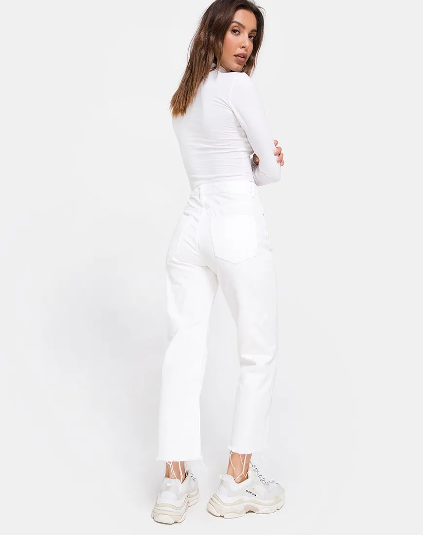 Lara Crop in White with Angel Embro