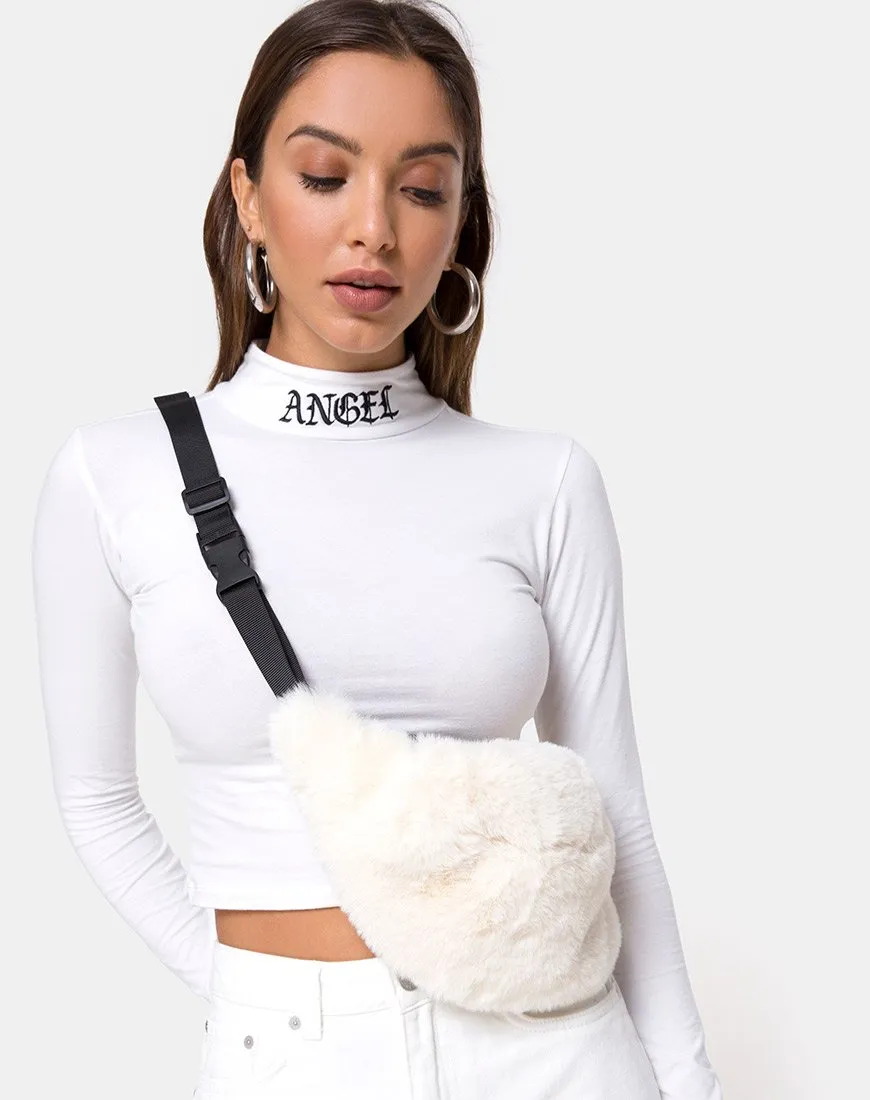 Lara Crop in White with Angel Embro