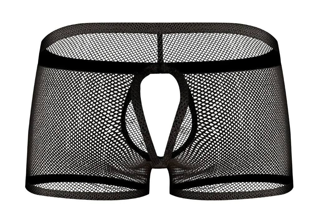 Male Power Stretch Net Peek-A-Buns Shorts Black