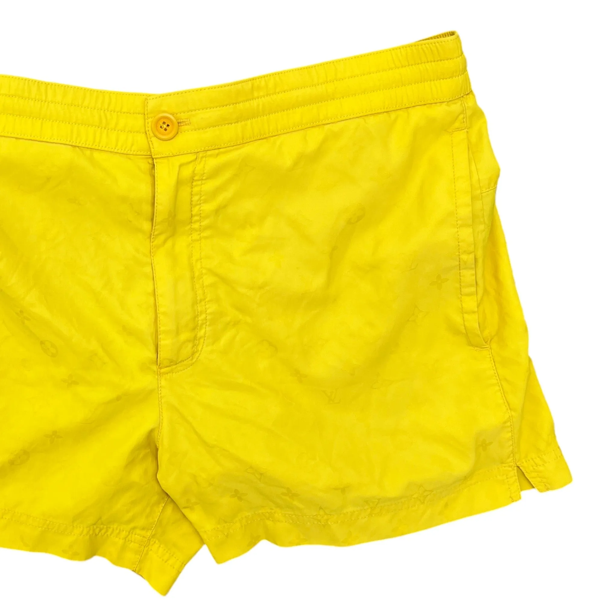 Men's Embroidered Logo Swim Shorts Yellow Size M