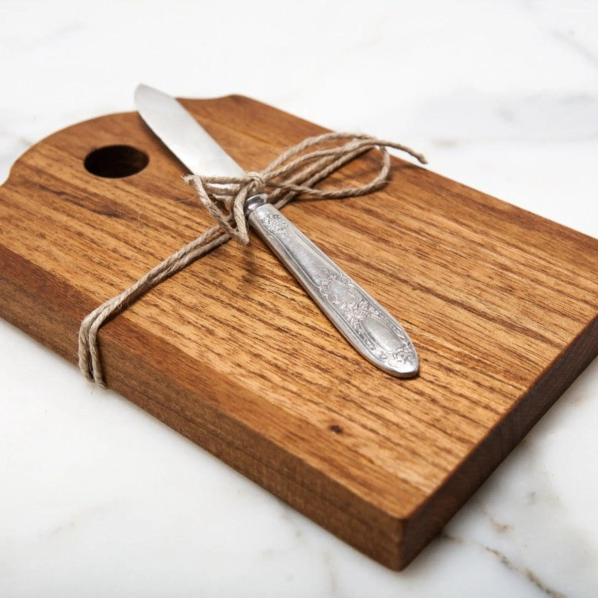 Mini Cutting Board with Vintage Silver Knife