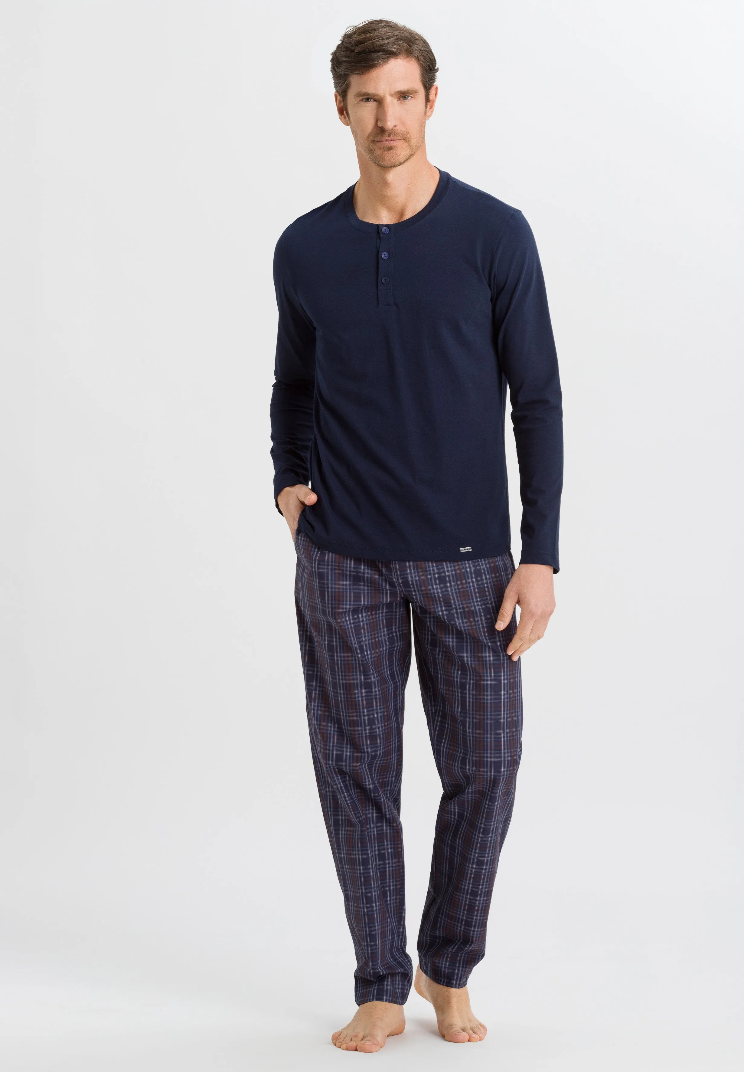 Night And Day Woven Lounge Pant | Fine Bluish Check 75436-2941