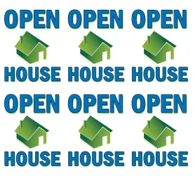 Open House Store Window Display Paper Signs; 18w x 24h - 6 Pack