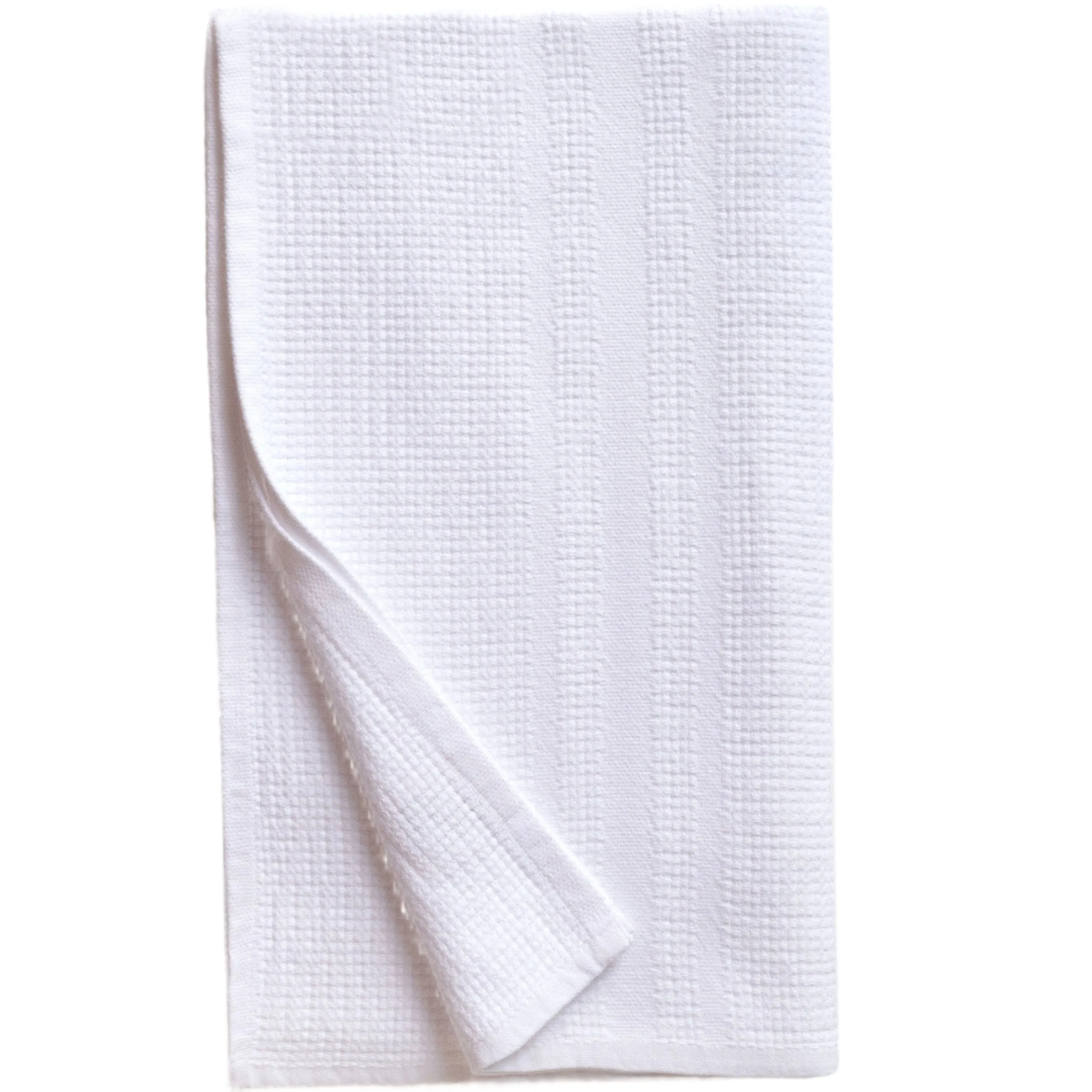 Organic Block Rib Bath Towel in White