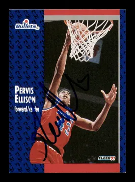 Pervis Ellison Autographed 1991-92 Fleer Card #205 Washington Bullets SKU #183324