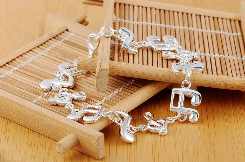 Popular Creative Ornament Exquisite Silver Music  New Note Bracelet