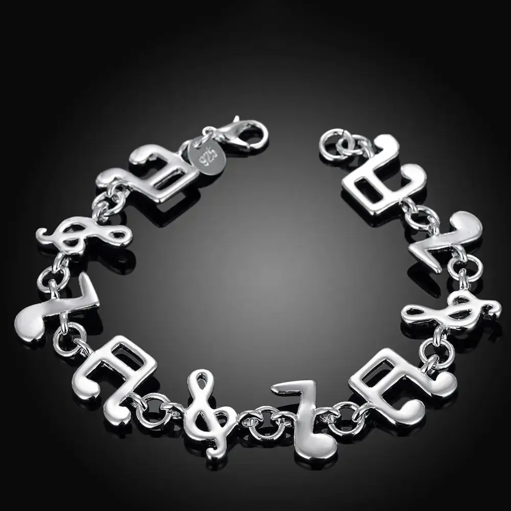 Popular Creative Ornament Exquisite Silver Music  New Note Bracelet