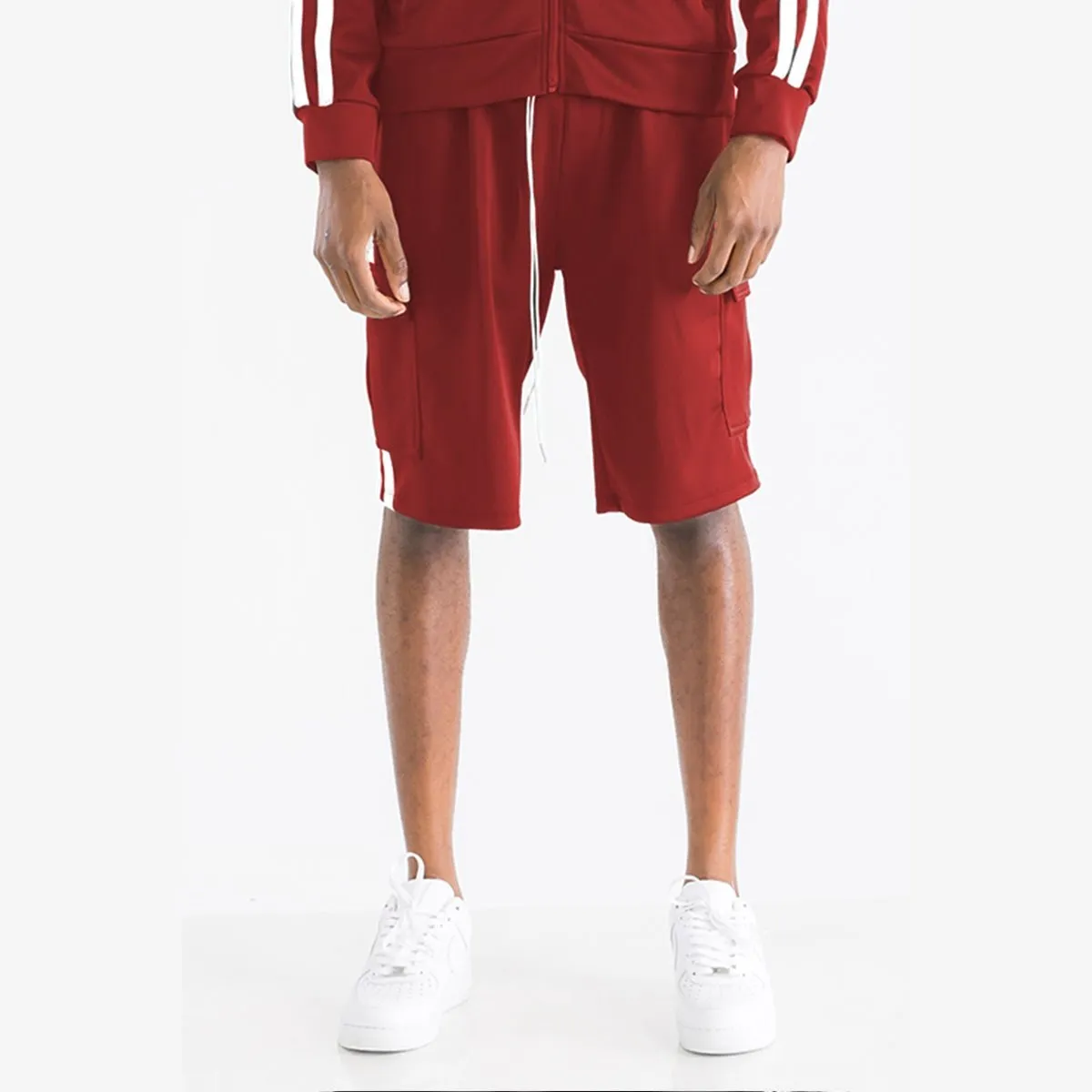 Red & White Cargo Pocket Track Shorts