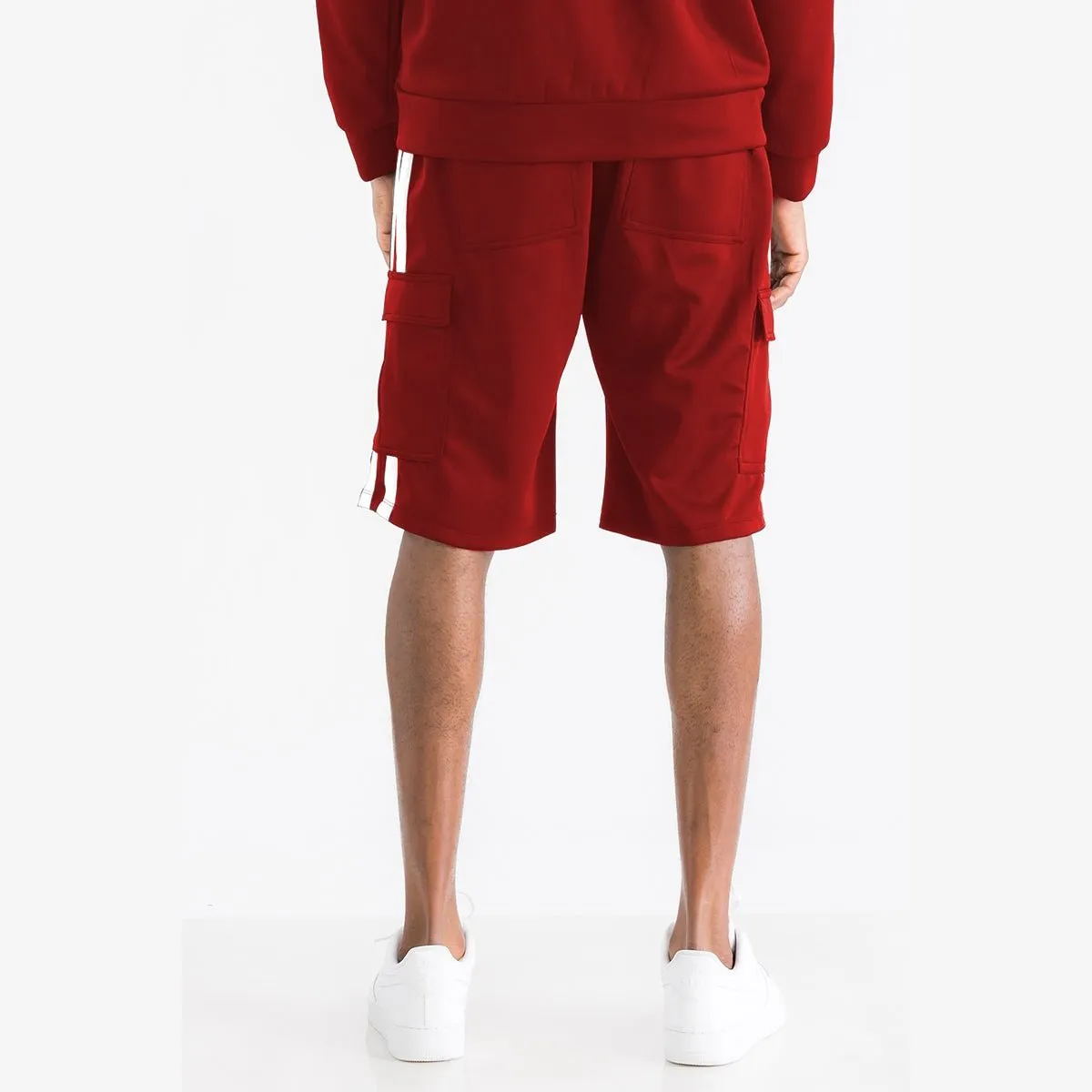 Red & White Cargo Pocket Track Shorts