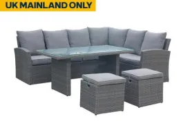 RoyalCraft Parisian Corner Outdoor Dining Set With 2 Footstools