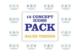 Sales trends loop concept icon set