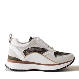 Scarpe Donna BORBONESE Sneakers Running in Pelle Bianca con Inserti in Tessuto OP Naturale