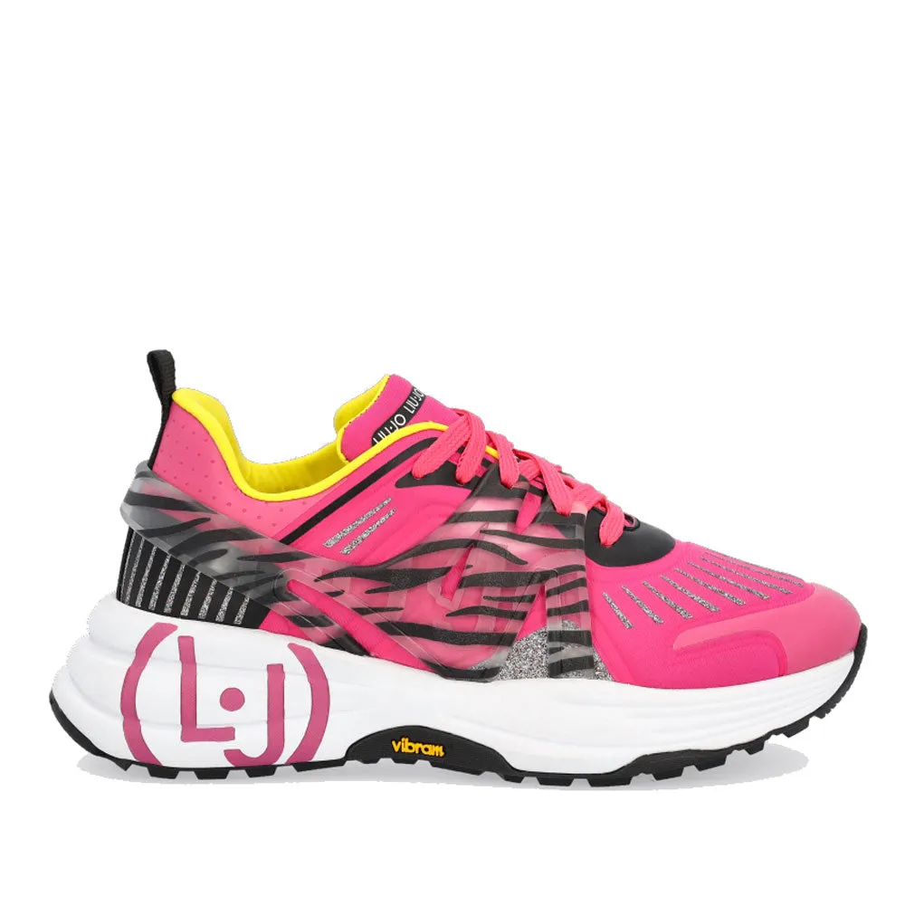 Scarpe Donna LIU JO Sneakers Running in Lycra colore Bianco e Fuxia